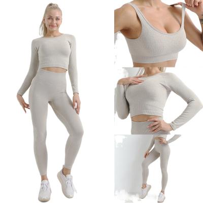 China Anti-Bacterial Best Sell Spandex Nylon 2pcs Gym Fitness Sets As Picture Or Customized Logo Sweat Wicking for sale