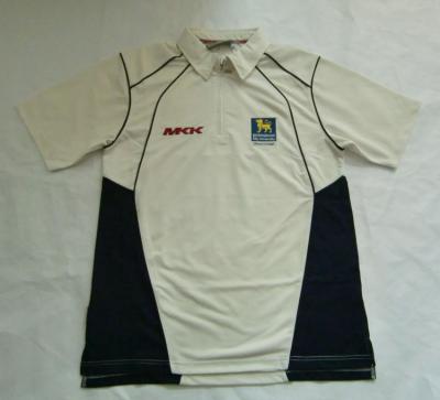 China Custom Mens Coolmax 100% Polyester Beige With Navy Panels 1/4 Zipper Sleeves Short Cricket Shirt WWSCR040 for sale