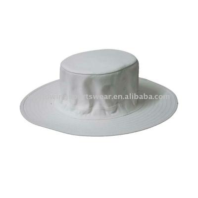 China Formal Unisex White Twill 100% Cotton Wide Brim Sports Cricket Hat for sale