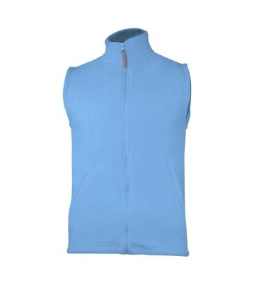 China Sustainable Women's Sky Blue 100% Polyester Fleece Full Zip Front With 2 Side Pockets Sleeveless Vest for sale