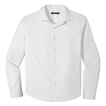 China Anti-pilling men's white 93/7 poly/spandex Odor-fighting open placket French moisture-wicking collar stretch Wrinkle-resistant shirt for sale