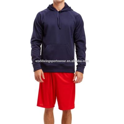 China Custom Anti-pilling Mens 100% Polyester Tech Fleece Navy Blue Hoodie for sale