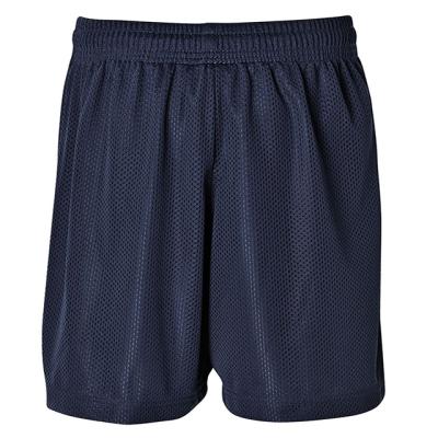 China Kids And Adults Antibacterial Navy 100% Polyester For Durability 140gsm Mesh Fabric Basketball Shorts for sale