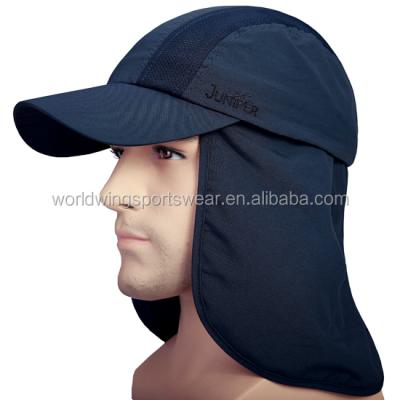 China Custom Commoners Navy Blue Desert Hat with Flap, Tick Twill Cotton Brushed Hat and Thin Cotton Flap in the Back for sale