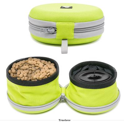 China Viable Dog 2 in 1 Training Portable Water Pet Snack Pouch Bag Dog Travel Water Bowl with Stand for sale