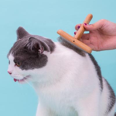 China Viable Hair Cat Dog Hair Product Bamboo Wooden Handle Pet Brush For Trimmer Dog Grooming Massager Brush for sale