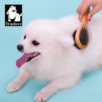 China Sustainable Double Sided 2 In 1 Pet Massage Brush Dogs Accessories Hair Bow Multifunctional Dog Fur Shedding Brush for sale