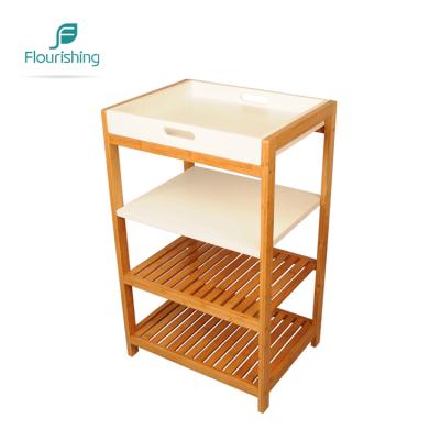 China Sustainable Bamboo Bathroom Rack , Bathroom Furniture With Four Shelves Easy To Move And Assemble for sale