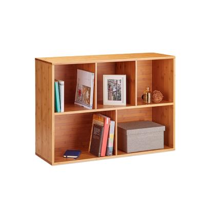 China Living Room 2 Row Adjustable Modern Simple Design Wooden Bamboo Book Shelves (Others) With Five Compartments for sale