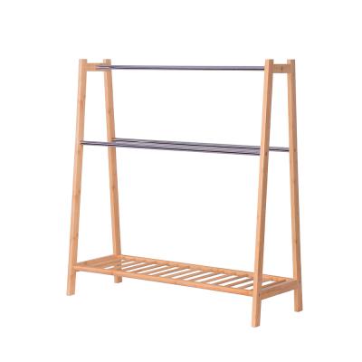 China Factory Wholesale Price Environmental Friendly Foldable Indoor Bamboo Vertical Clothes Drying Rack /Towel Hangers for sale