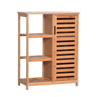 China New Storage Furniture Bamboo Bathroom Cabinet With 3 Tier Shelves, Free Standing Storage Cabinet Furniture for sale