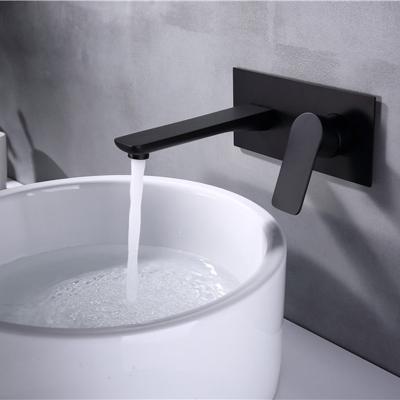 China Sense Faucets Single To Handle Wall Mounted Matte Black Bathroom Faucet 2 Hole Basin Faucet for sale