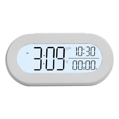 China Oval Calendars LCD Table Clock With Humidity And Temperature for sale