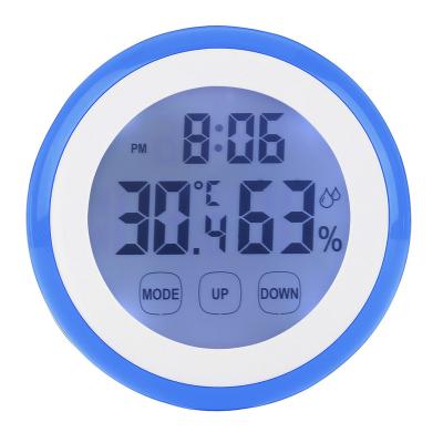 China Calendars Touch Set LCD Screen Alarm Table Clock Cute Indoor Temperature and Humidity Thermometer for sale