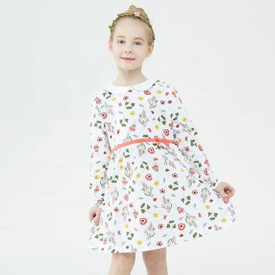 China Gabby Loop Kids Round Collar Breathable Sheath Long Print Bridesmaids Fall Dress With Invisible Zipper for sale