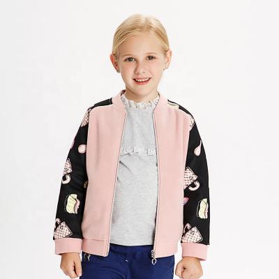 China Gabby Loop Kids Girls Outdoor Breathable Winter Printed Long Sleeve Pink Zipper Fleece Jacket for sale