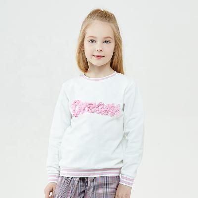 China Anti-pilling Gabby Loop Kids Sweat Suits Plus Size Sweater Letter Snowflake Embroidery Petal Girls White Crewneck Sweatshirt for sale