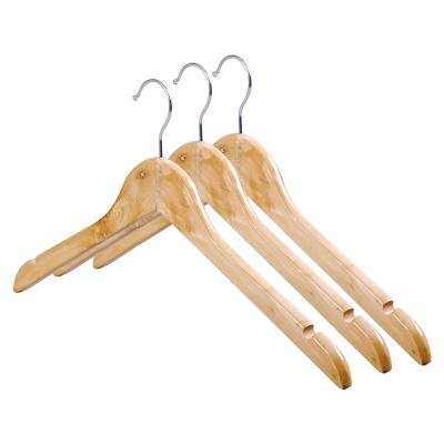 China Anti-skid ready to ship cheap home natural wood hanger for clothes dresses for sale