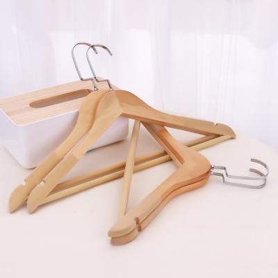 China Modern Non-slip Wooden Hanger Clothes Suit Adult Wooden Hanger With Panty Bar for sale