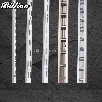 China Many Sizes Metal Wall Metal Slotted Double Channel Slot Stile With Chrome To Hold Bracket for sale