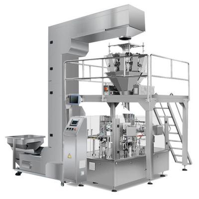 China Automatic Food Pellet Packing And Filling Machine Multihead Weigher Rack Up Filling Pad And Pouch Seal Machine for sale