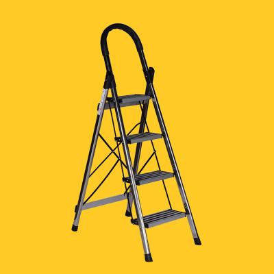 China Folding Ladders Low Price 4 Step Ladder Universal Aluminum Universal Walking Ladder Multifunctional Folding Ladder for sale