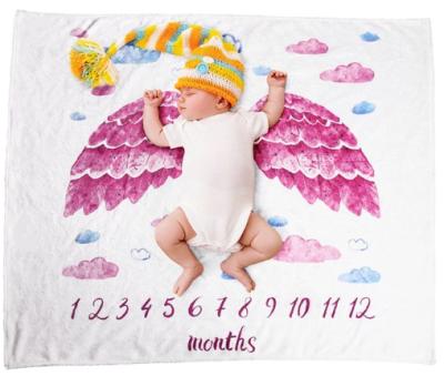 China Waterproof Soft Fleece Customize Milestone Blanket Digital Print Wrap Monthly Baby Milestone for sale