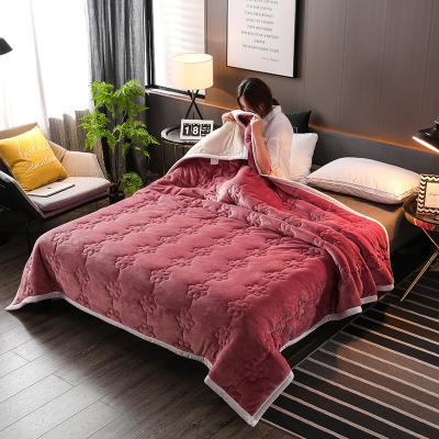 China Portable Ready To Ship Hot Selling Flannel Double Thick Sherpa Fleece Blankets for sale