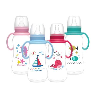 China 8oz/240ml BPA Free Standard Neck Nursing Bottle With Nipple Natural BPA Free Plastic Baby Response Feeding Bottle For Newborns for sale