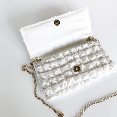 China PORTABLE Hot Selling Party Bags Clutch Designer Dinner Evening Purse White Sequined Handbag Women Clutch Bag for sale