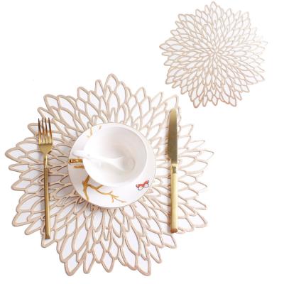 China Sustainable PVC Insulation Hibiscus Sole Hollow Table Decoration Home Place Mat for sale