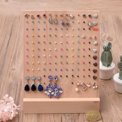 China Europe 140 Hole Earring Display Storage Solid Wood Board for sale