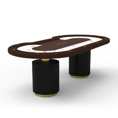 China New Design Club YH Casino Game Cylinder Stable Base Wooden Poker Table For Casino Club for sale