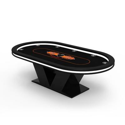 China Factory Price Led Casino Club YH 260cm Lighting Footwork Game Poker Table Texas Holden Table With Water V Shaped Cups for sale