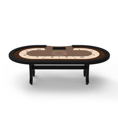 China MDF+PU+Wood YH Free Custom Design 10 Players Play Table Wholesale Texas Poker Tables With H Legs for sale