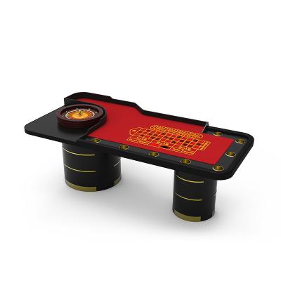 China Casino Club YH Casino Table Custom Layout Felt Mat Roulette Table With Round Solid Wood Legs for sale