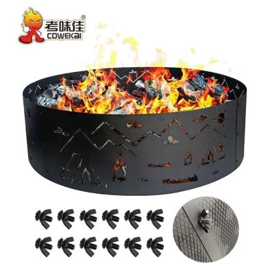 China High Quality Outdoor Camping Fire Stocked Wood Burning Pit 36 ​​Inches Round Charcoal Fire Portable Steel Ring for sale