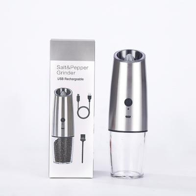 China USB Spice Grinder Gravity Induction Large Capacity Sea Salt Viable Rechargeable Pepper Grinder for sale