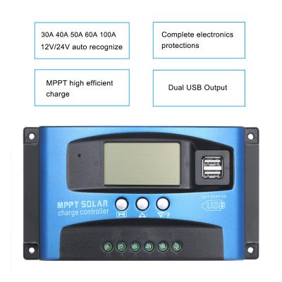 China Auto Solar Charger Controller MPPT Solar Charge Controller Dual USB LCD Battery for sale