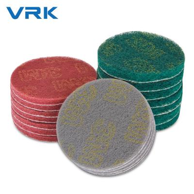 China 125mm Durable Non Woven Scrubber Pad Industrial Nylon Round Green Iron Scrubber Pad Discs for sale