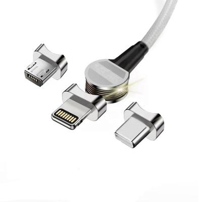 China Charging 2 New Devices At The Same Time Freed 180 Degree Rotating And Charging 2.5A Cable 3 In 1 Magnet USB Cable for sale