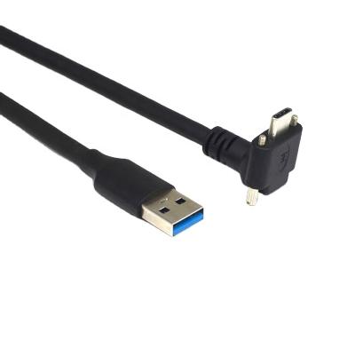 China USB2.0 Type-A Type C 90 Degree Male Straight To Type-C 90 Degree Down Angle Screw Lock Cable (2 Screws) 5m for sale