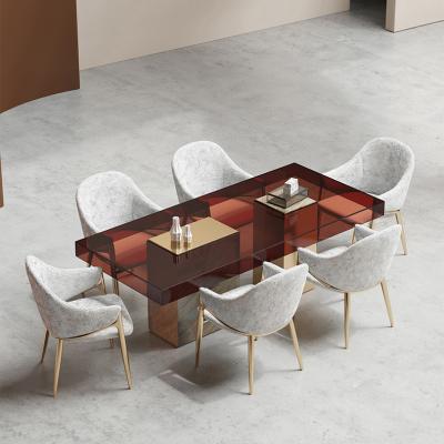 China (Other) (Other) Adjustable Adjustable Dining Table Italian Luxury Marble With Stainless Steel Dining Table for sale