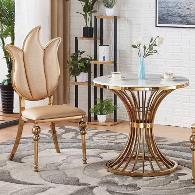 China (Other) Dining Room Furniture Leather Chair Modern Design Adjustable Stainless Steel Golden Flower Shape (Other) Dining Back Chair for sale