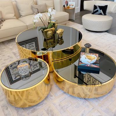 China Round (Height) Adjustable (Height) Adjustable Coffee Tables Luxury Living Room Tables Black Marble Glass Coffee Table for sale