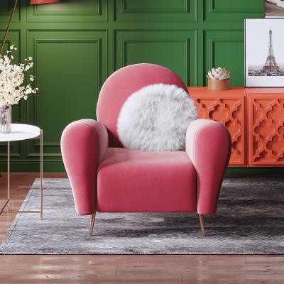 China Hot Pink Classic Furniture Sofa Chair Leisure Velvet Furniture Color Adjustable Fabric Adjustable Home Convertible Single (Other) Single Sofa (Other) for sale