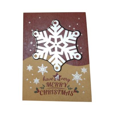 China paper & Christmas Graphic Card Wood Wooden Snowflake For Decoration for sale