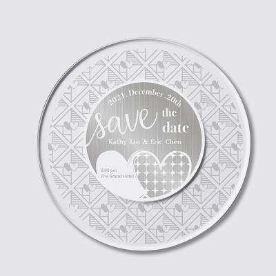 China All LED Acrylic Wedding Card Invitation Shimmer Save The Date for sale