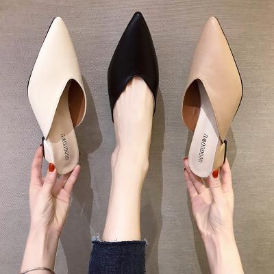 China Lightweight Ankle Band Women's Single-Pedal Toe Shoes Elegant Closed Square Stiletto Heel Shoes Women for sale