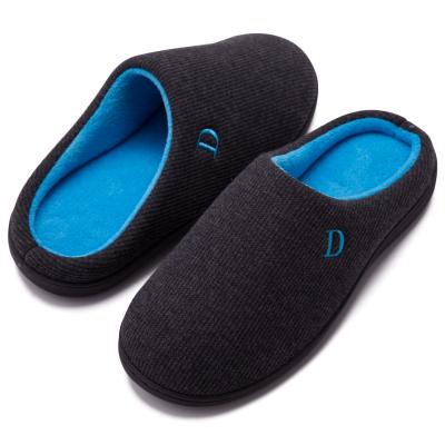 China Two Tone Foam Cozy Bedroom Anti-Smell Winter Cotton Comfortable Men's Shoes Original Indoor Memory Clog Shoes Slipper With Fuzzy Plush for sale